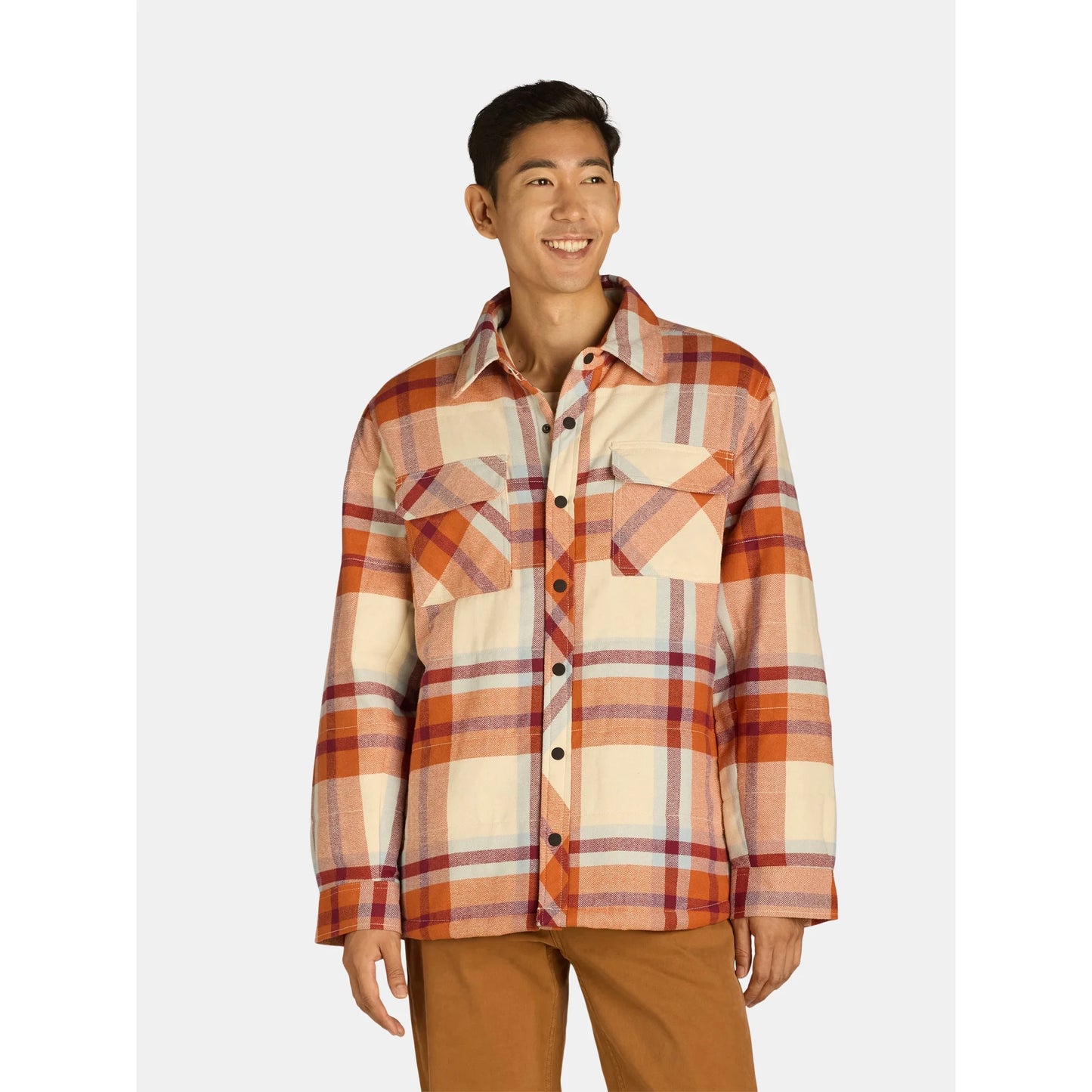 George Men's & Big Men's Fleece Lined Flannel Shirt Jacket, Sizes S-3XL